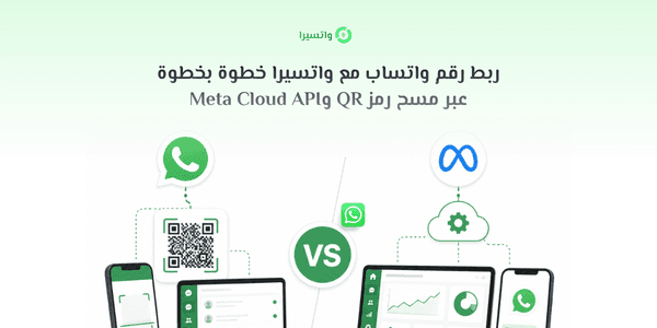 ربط رقم واتساب مع واتسيرا خطوة بخطوة عبر مسح رمز QR وMeta Cloud API