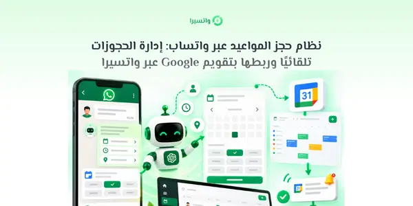 واجهة إدارة حجوزات ومواعيد واتساب وربط تقويم Google عبر واتسيرا